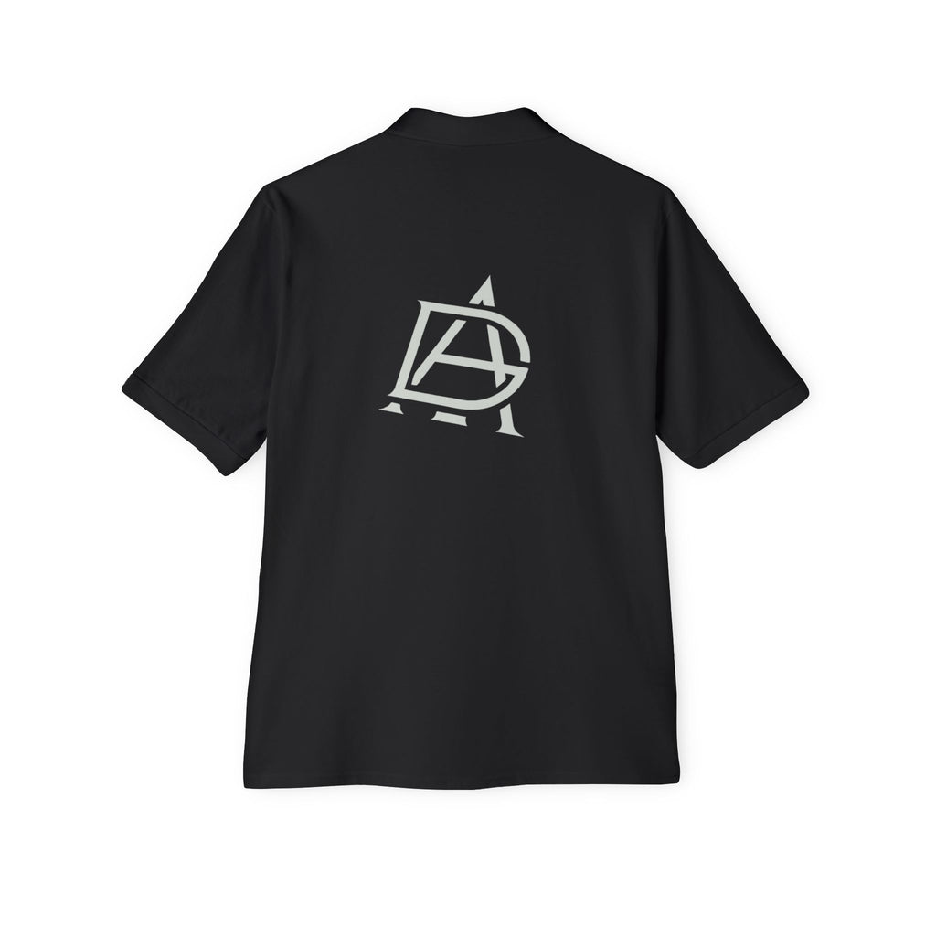 Men's Piqué Polo with Minimal Blue Monogram – Casual Golf & Workwear