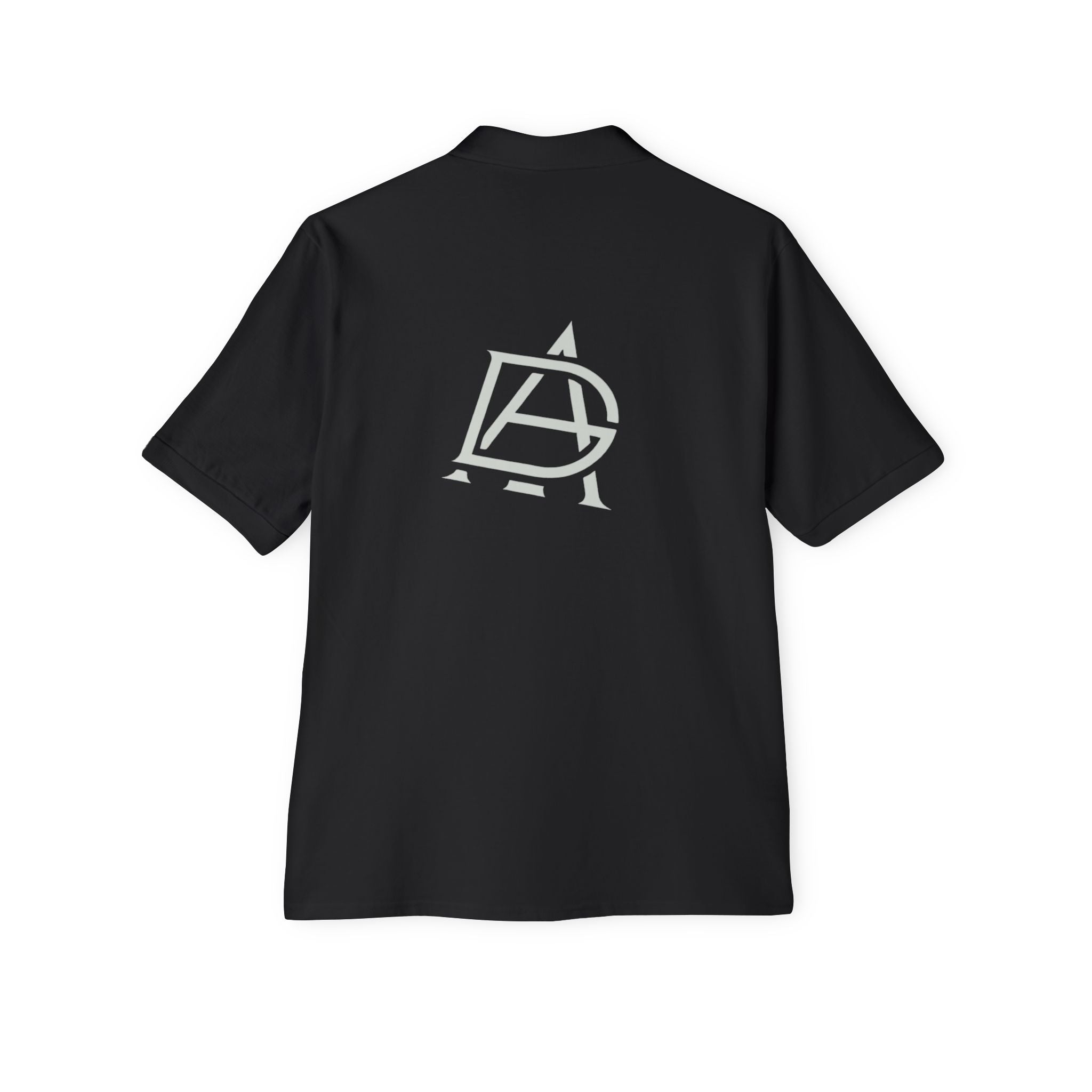 Men's Piqué Polo with Minimal Blue Monogram – Casual Golf & Workwear