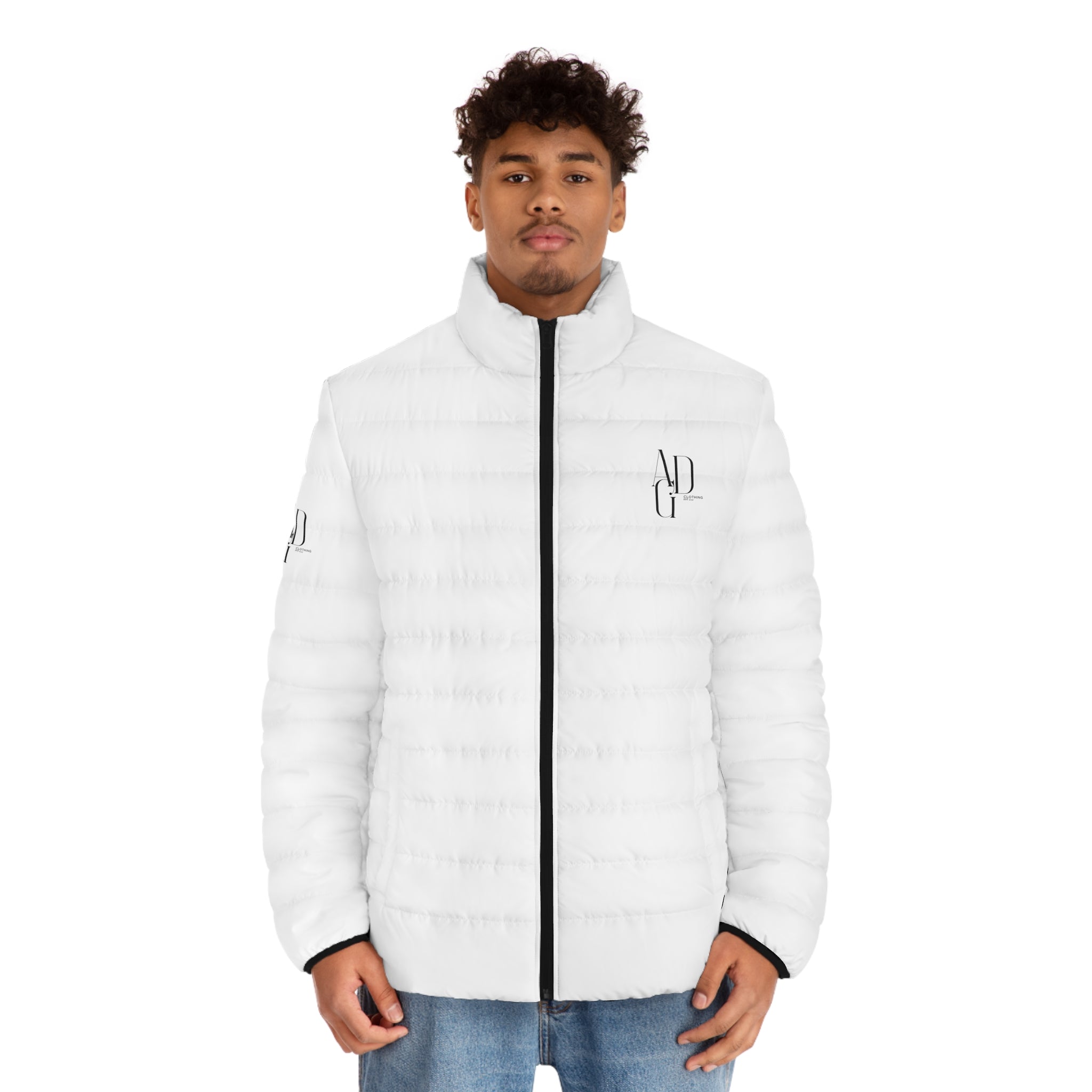 Puffer Jacket — ADG Logo Men's Winter Coat