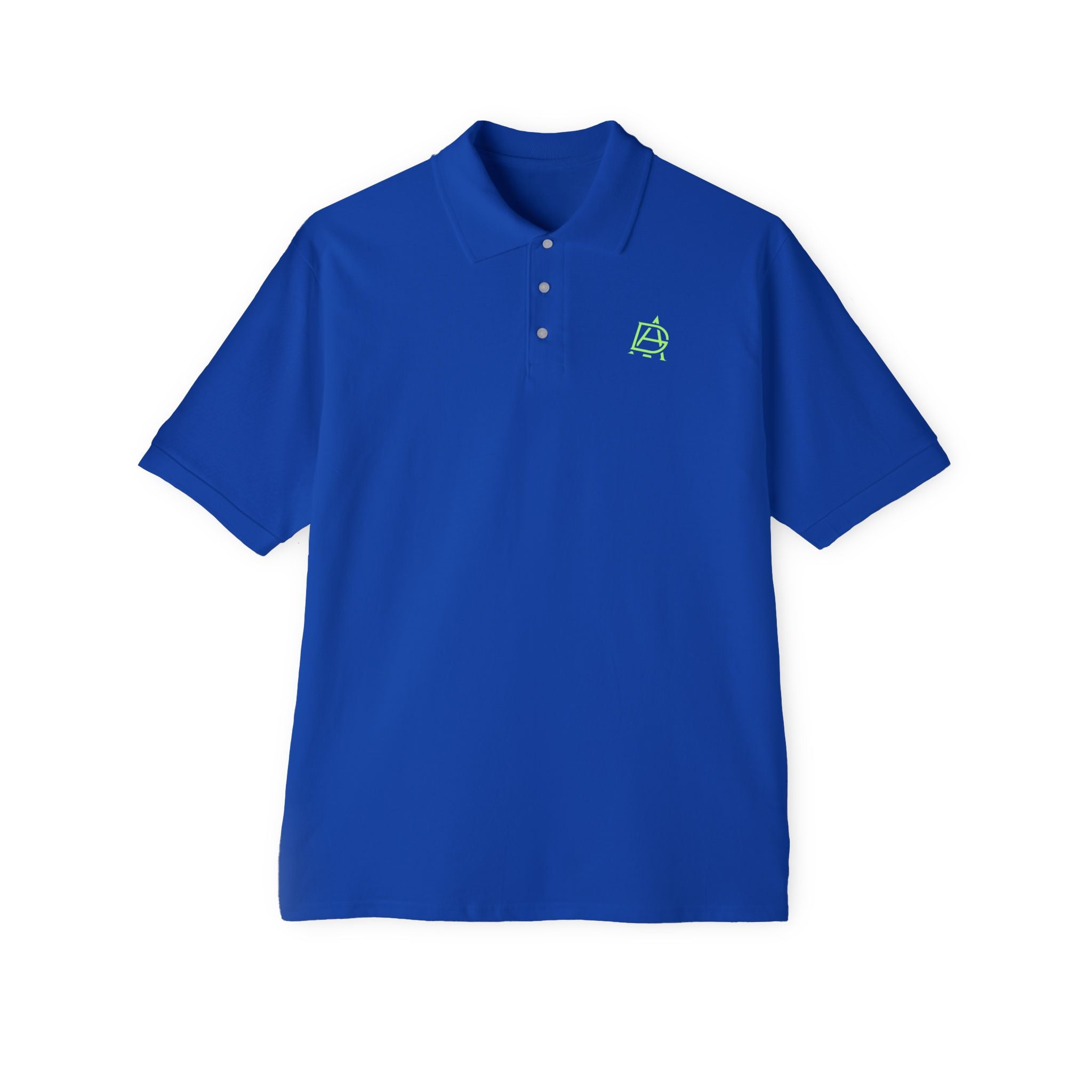 Men's Piqué Polo with Minimal Blue Monogram – Casual Golf & Workwear