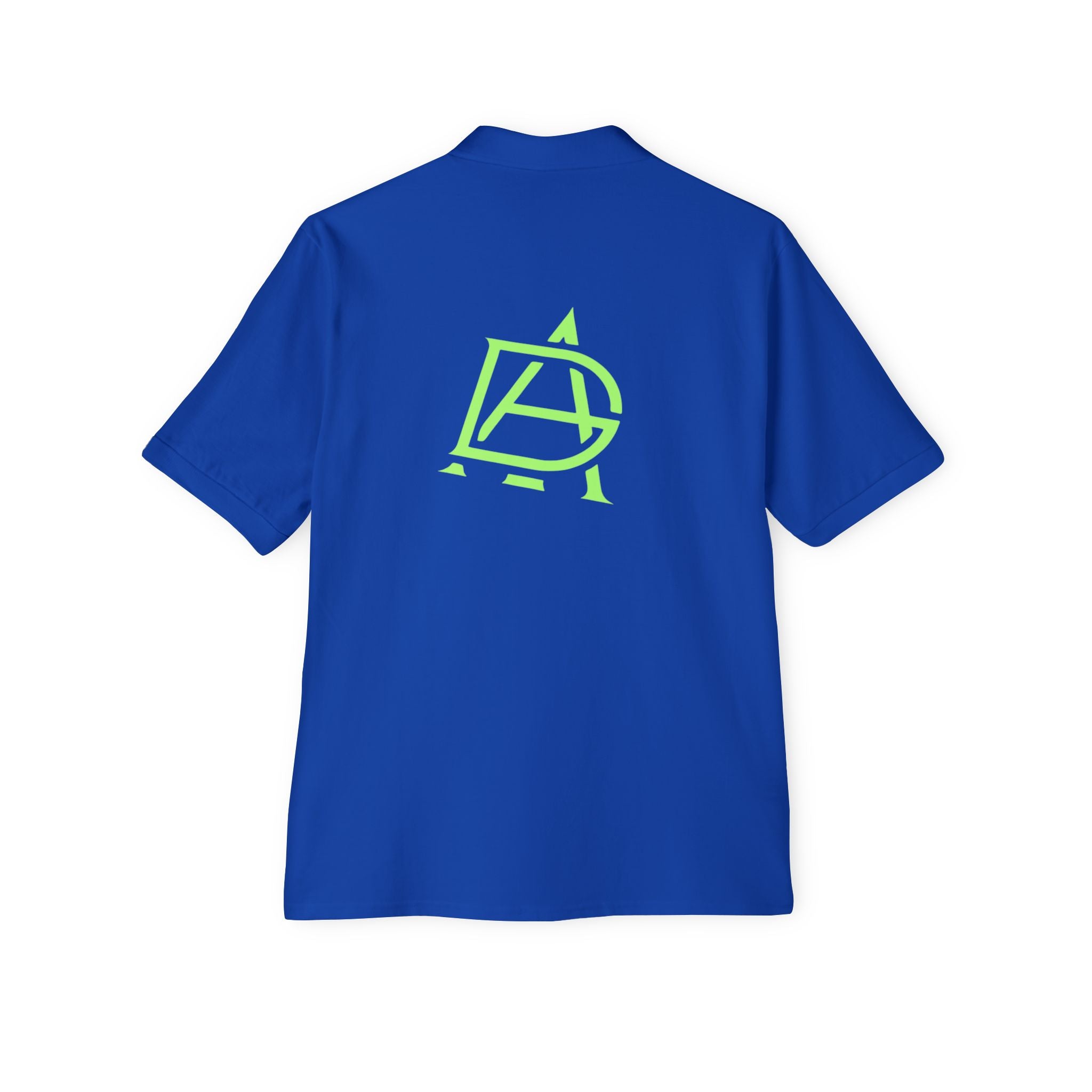 Men's Piqué Polo with Minimal Blue Monogram – Casual Golf & Workwear