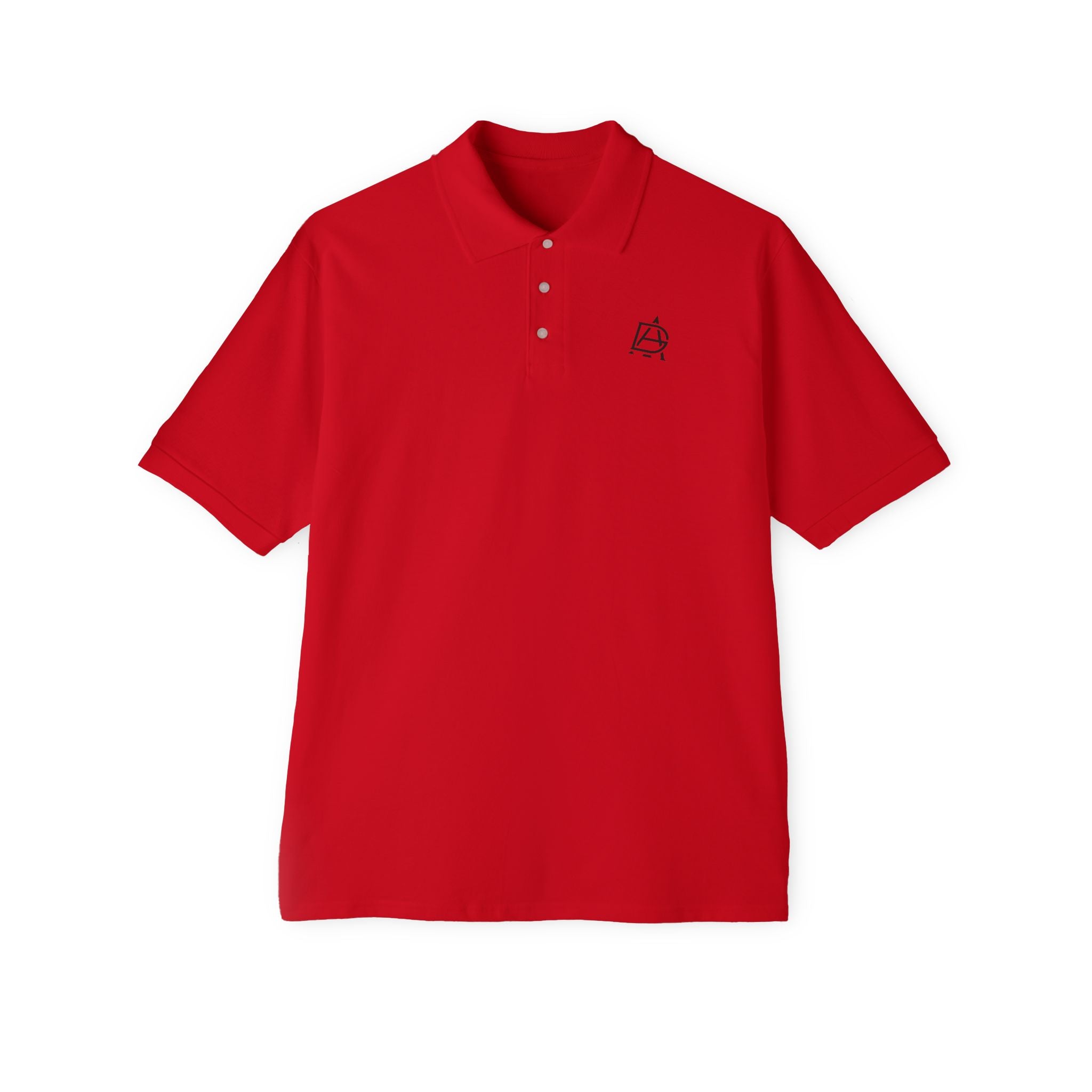 Men's Piqué Polo with Minimal Blue Monogram – Casual Golf & Workwear