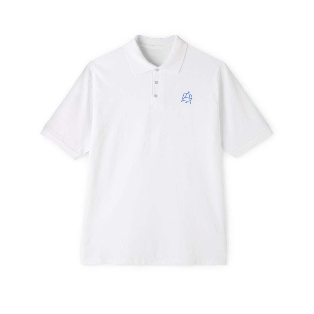 Men's Piqué Polo with Minimal Blue Monogram – Casual Golf & Workwear