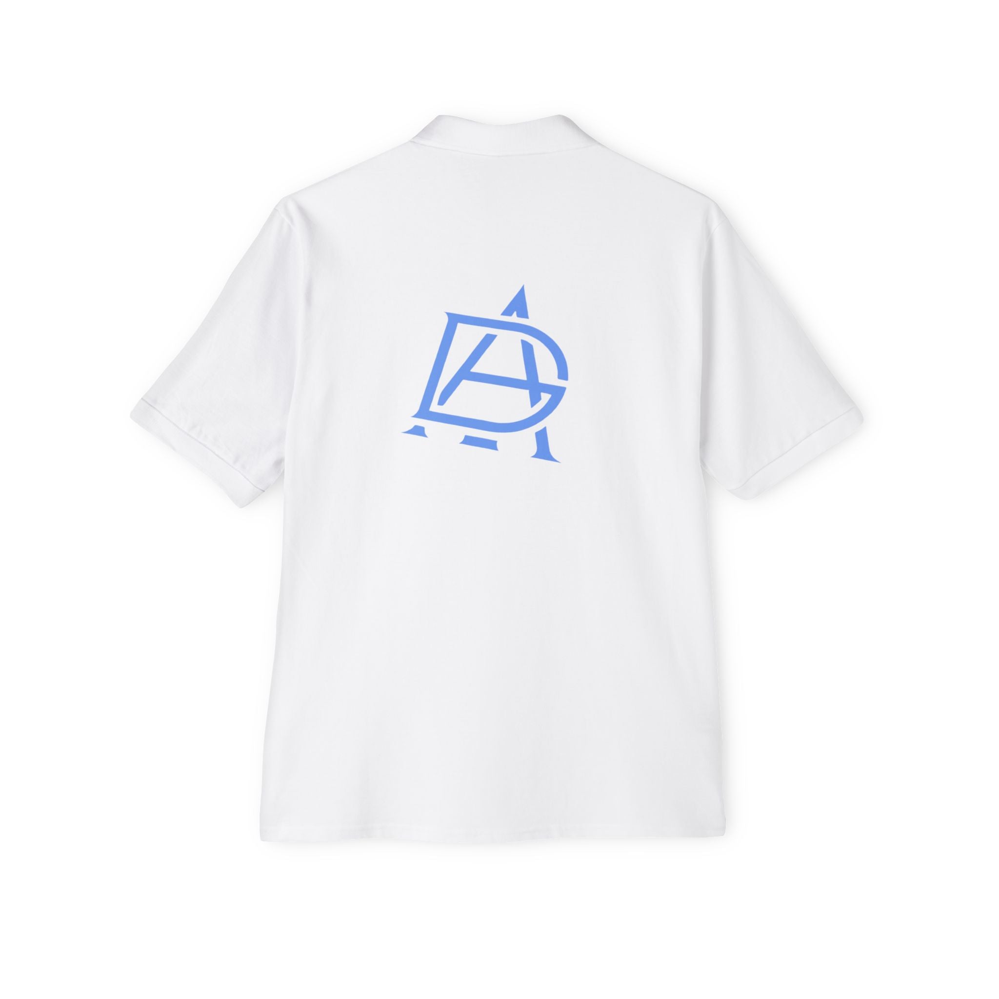 Men's Piqué Polo with Minimal Blue Monogram – Casual Golf & Workwear