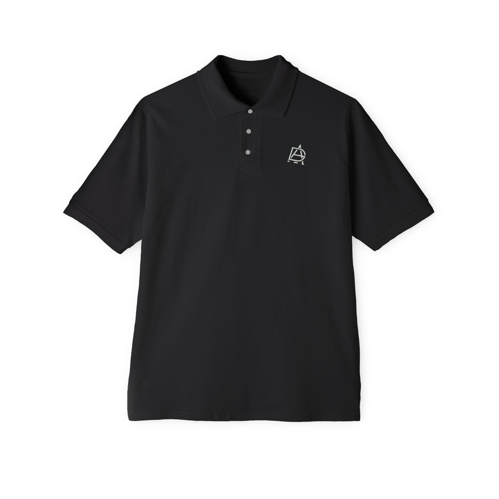 Men's Piqué Polo with Minimal Blue Monogram – Casual Golf & Workwear
