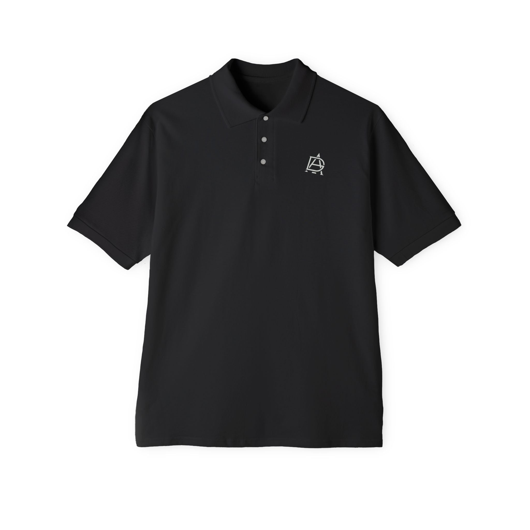 Men's Piqué Polo with Minimal Blue Monogram – Casual Golf & Workwear